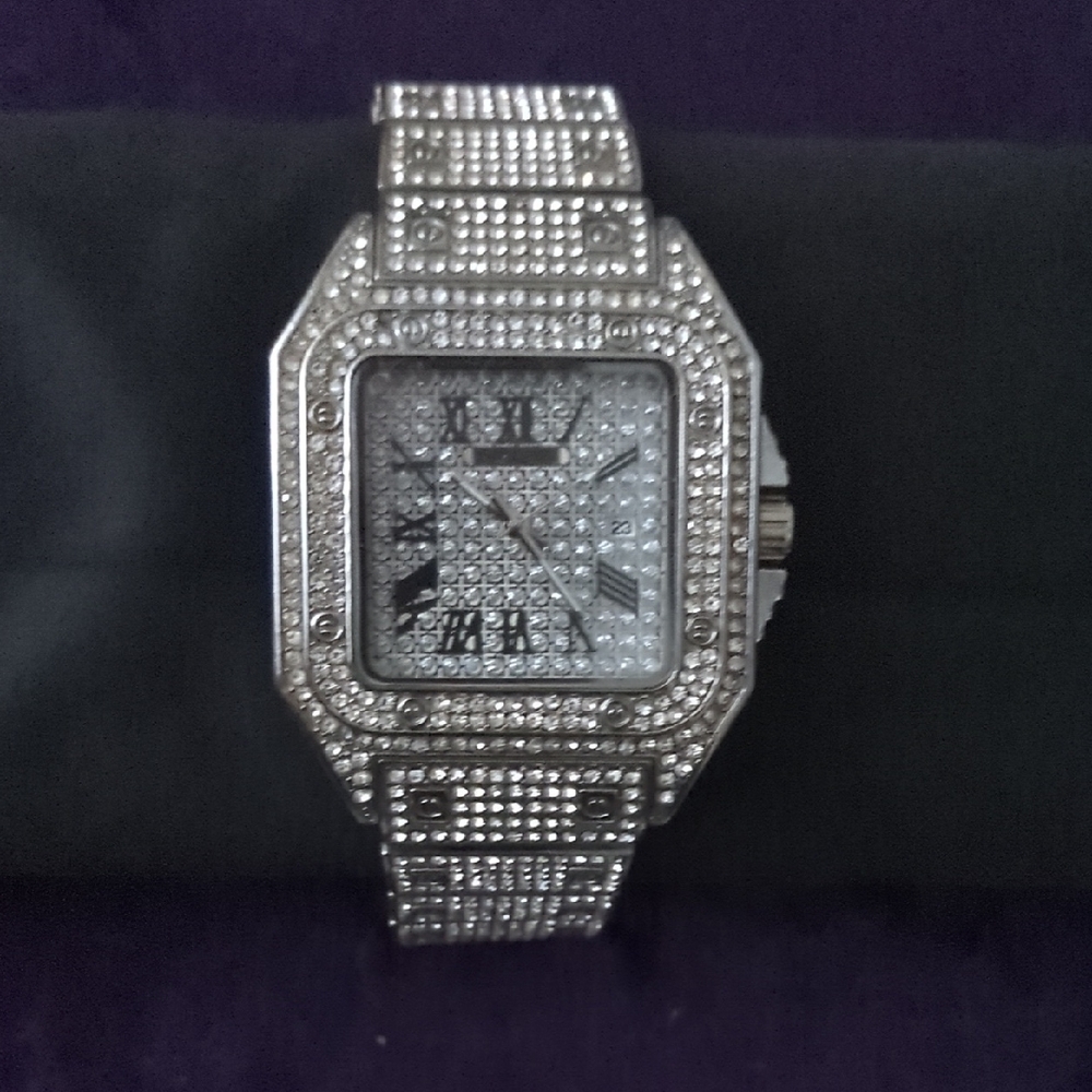 Pin Time Men's Full Iced Out 43mm Big Face Bling Luxury Crystals Now ONLY $20